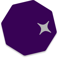 Purple octagon shape with gray star
