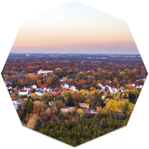 Aerial view of the Somerville, NJ community