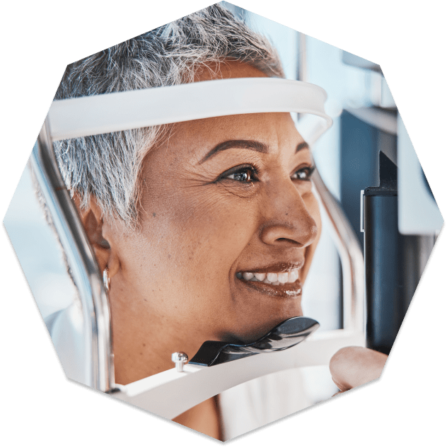 Woman getting comprehensive eye exam at Insight Eyecare in NJ Woman getting comprehensive eye exam at Insight Eyecare in NJ