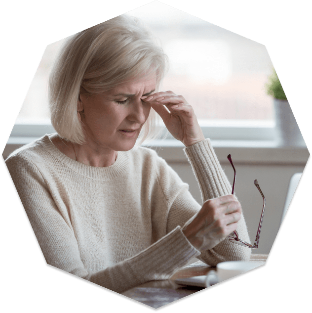 Woman with itchy, uncomfortable eyes Woman with itchy, uncomfortable eyes