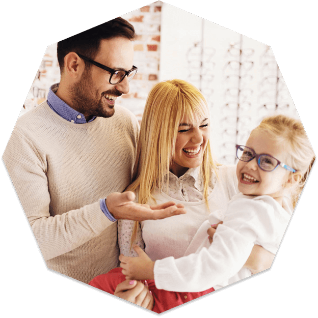 Happy family father and daughter wearing glasses