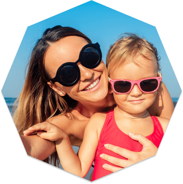 Mother and daughter wearing prescription custom sunglasses